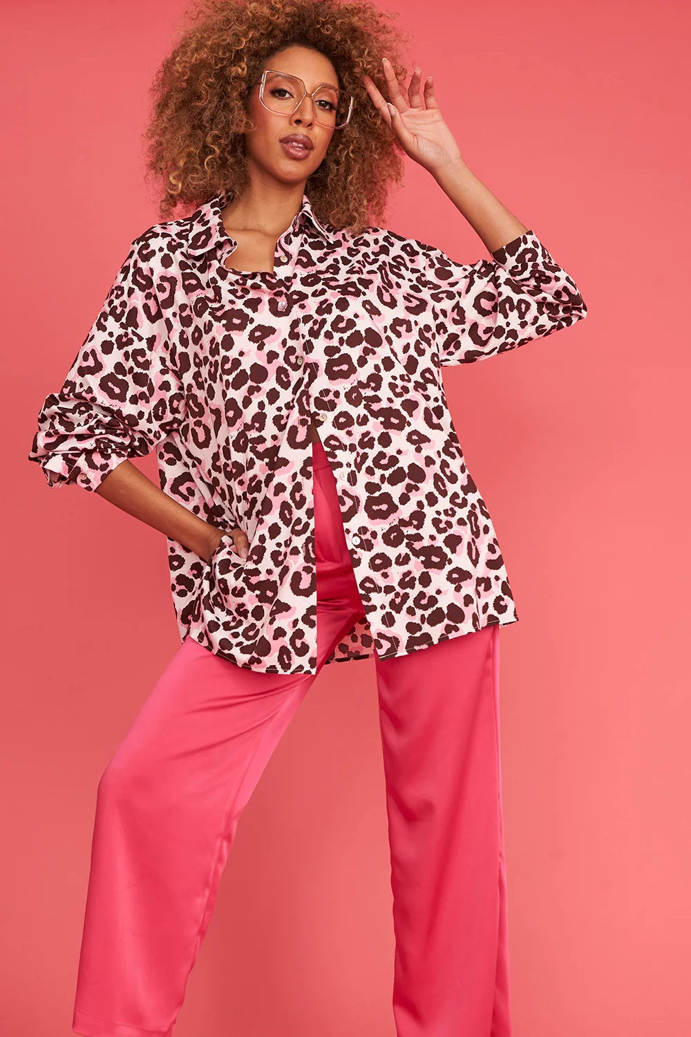Seidenhemd Leopardenmuster — Rosa & Wild